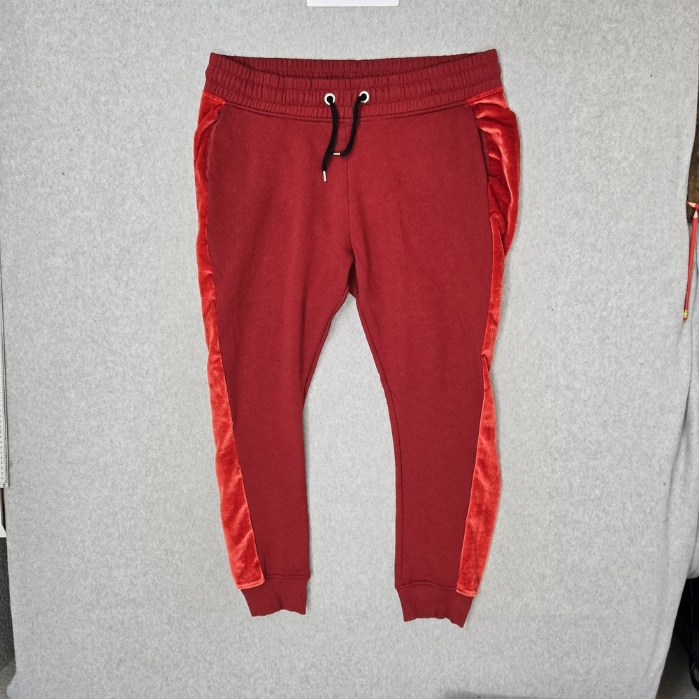 Ivy Park Women Pants L Red Sweatpants‎ Jogger Velvet Relaxed 27" Inseam